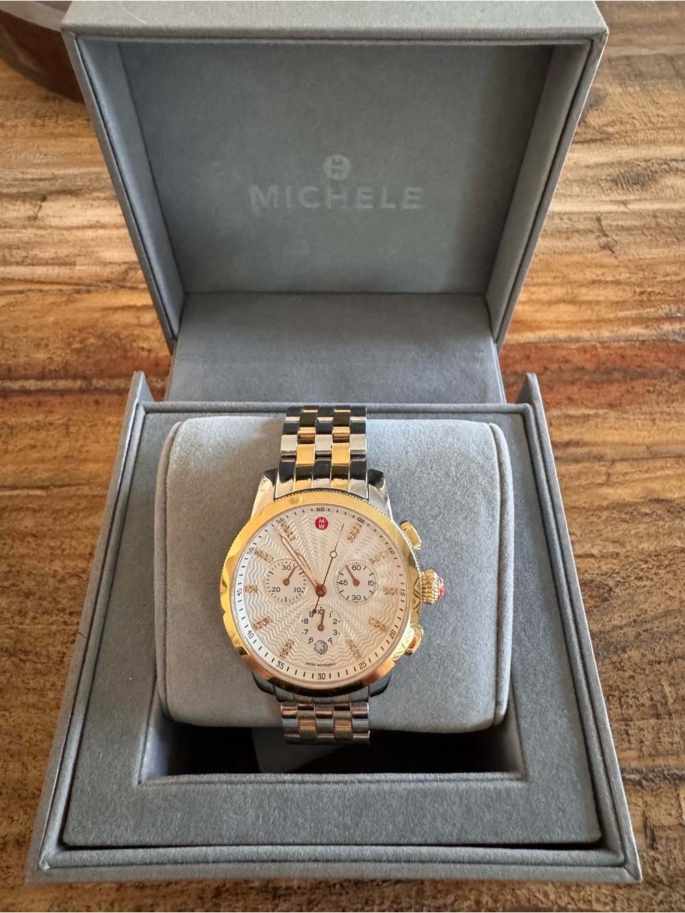 MICHELE Uptown Diamond Two-Tone Chronograph Watch